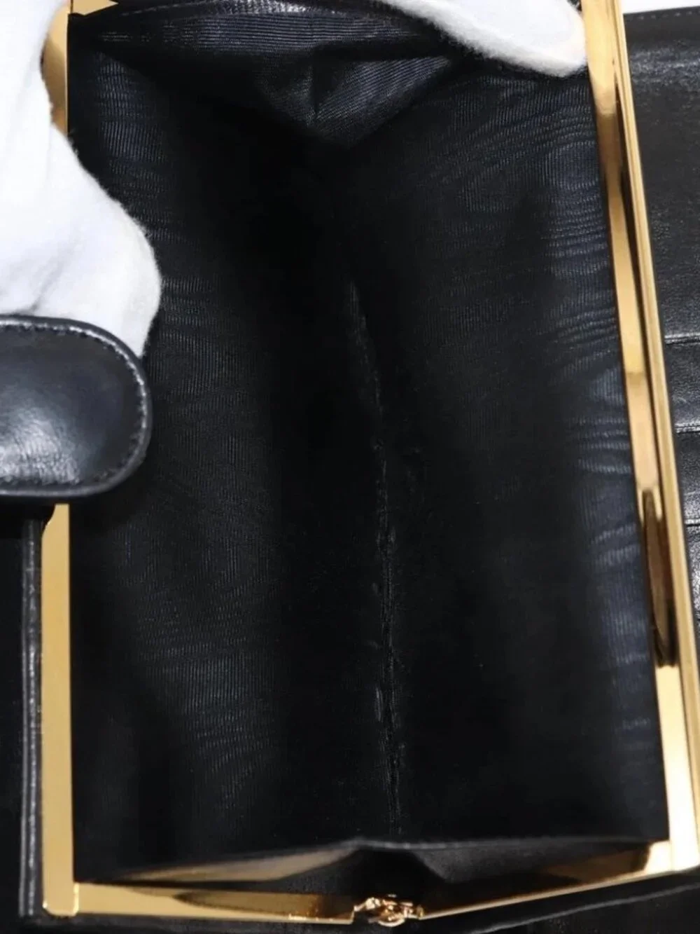 CHANEL Long Wallet Lamb Skin Black CC Auth am9206